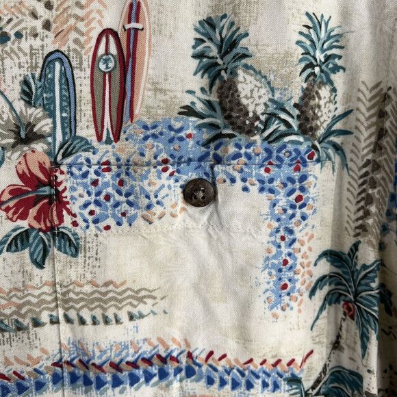 Batik Bay Size M Hawaiian Shirt Aloha Button Up Hula Girl Surf Boards Pineapples - Picture 4 of 11